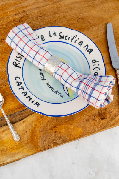 Bistro Check Linen Napkin Set of 2