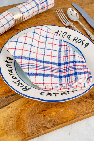 Bistro Check Linen Napkin Set of 2