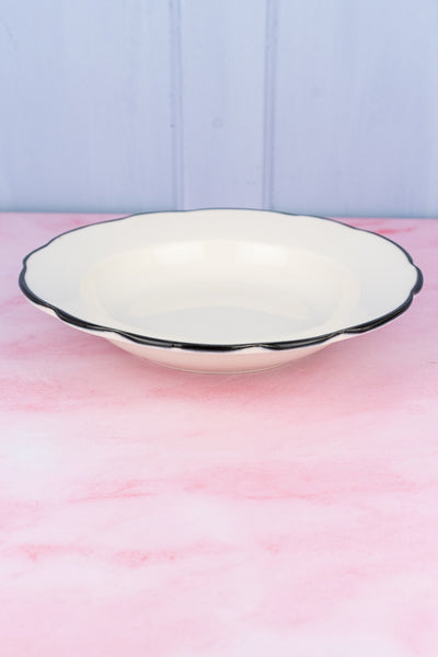 Black Band Scallop Edge Soup Bowl