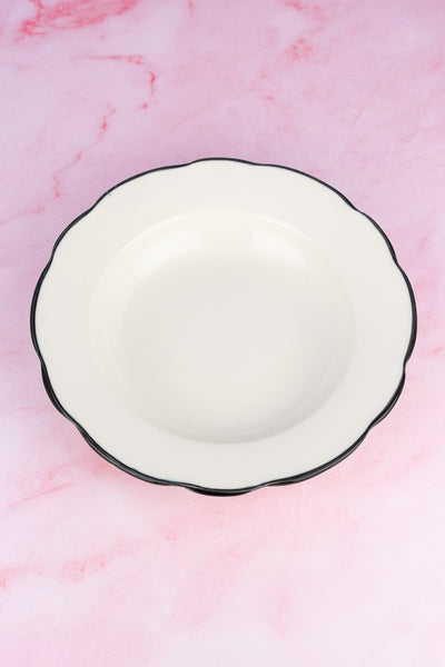 Black Band Scallop Edge Soup Bowl