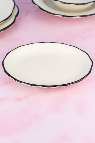 Black Band Scallop Edge Small Oval Platter