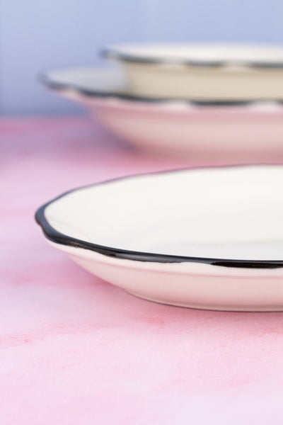 Black Band Scallop Edge Small Oval Platter