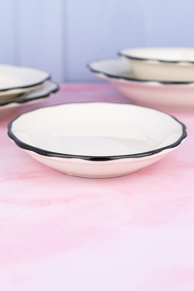 Black Band Scallop Edge Small Oval Platter