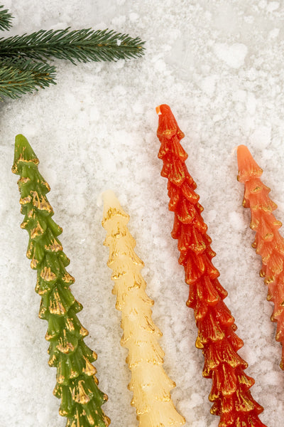 Christmas Tree Taper Candles - Set of 2