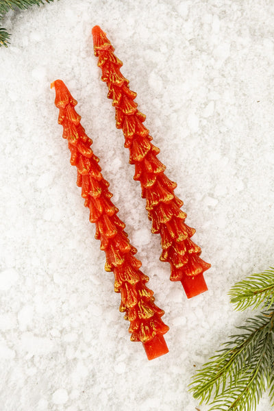 Christmas Tree Taper Candles - Set of 2