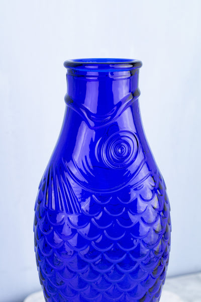 Cobalt Glass Fish Carafe