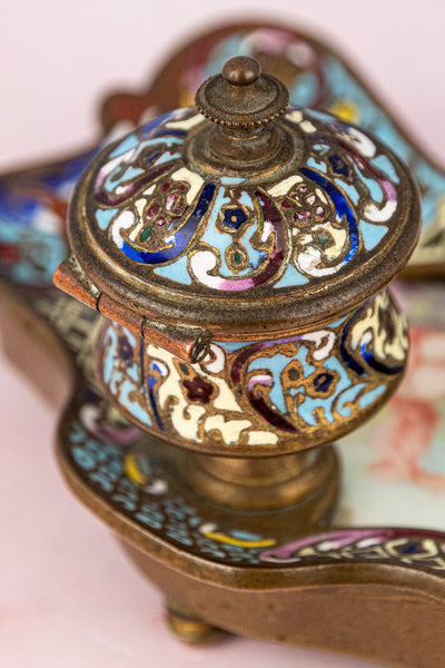 Antique French Champlevé Desk Set