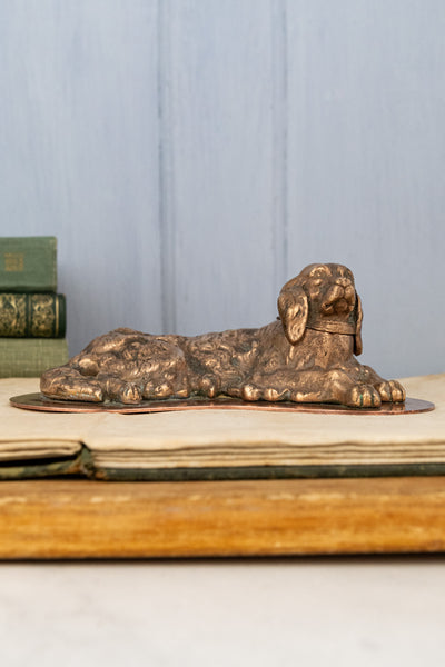 Antique French Spaniel Inkwell