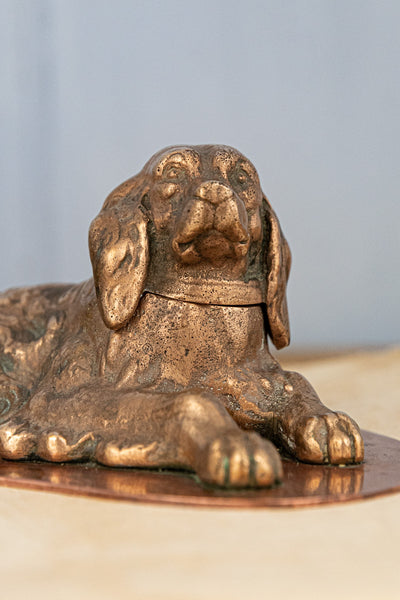 Antique French Spaniel Inkwell