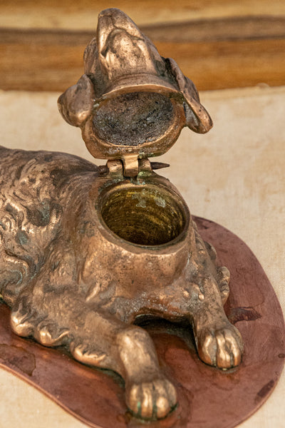 Antique French Spaniel Inkwell