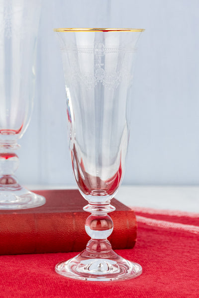 Gold Rim Etched Flutes - Set of 2