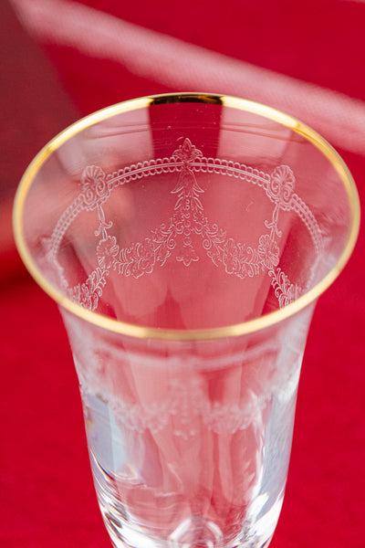 Gold Rim Etched Flutes - Set of 2