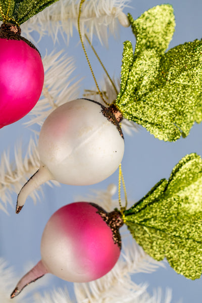 Farmer's Market Glittering Radish Glass Ornament