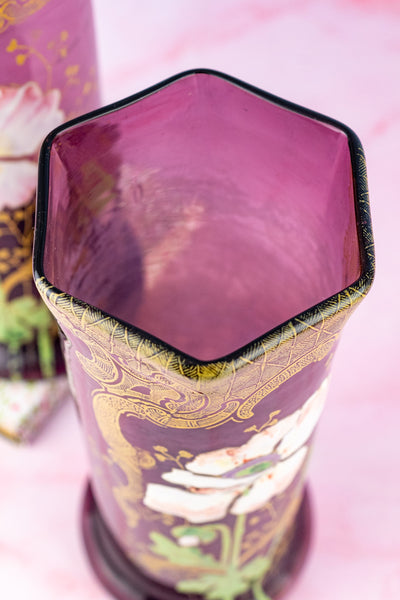 French Art Nouveau Poppy Vase Pair