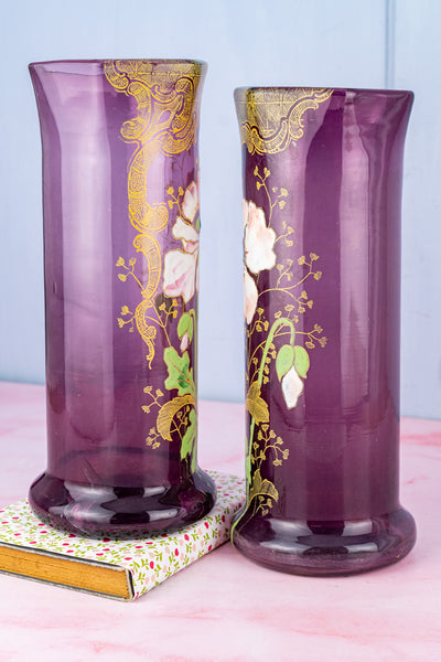 French Art Nouveau Poppy Vase Pair