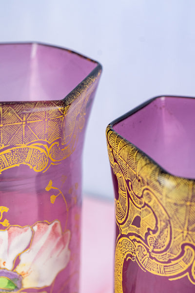 French Art Nouveau Poppy Vase Pair