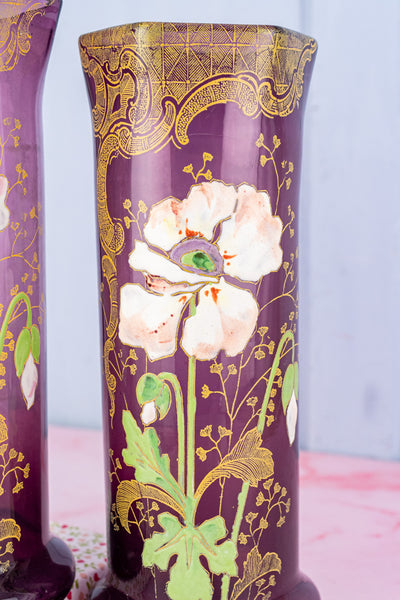 French Art Nouveau Poppy Vase Pair
