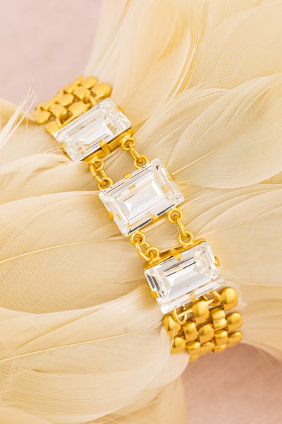 French Crystal Emerald Cut Cuff Bracelet