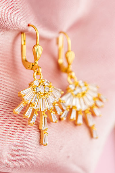 French Crystal Spray Earrings