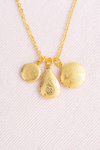 French Triple Locket Necklace