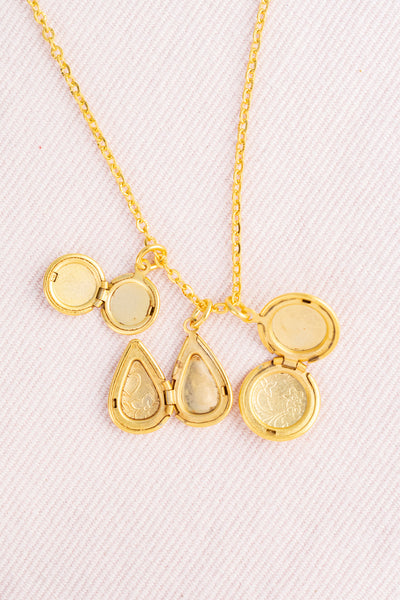 French Triple Locket Necklace