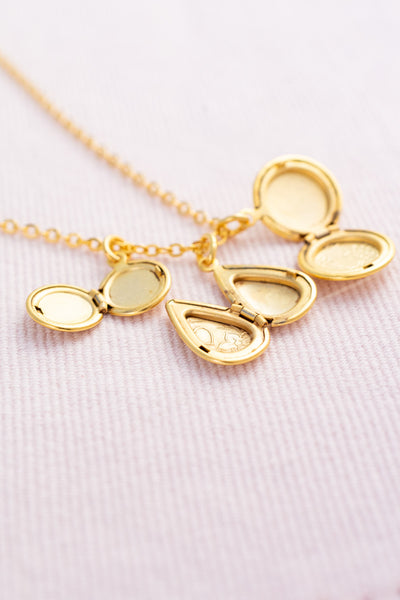 French Triple Locket Necklace