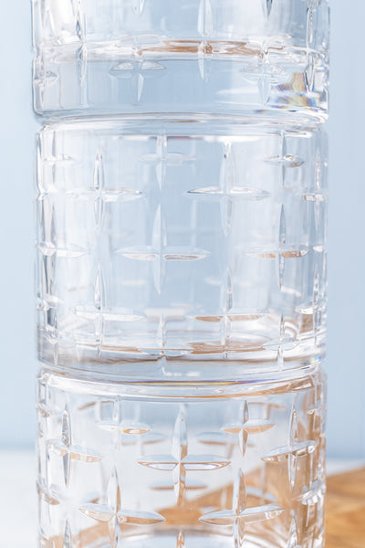 French Guy Degrenne Stackable Crystal Decanter with 2 Glasses