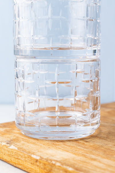 French Guy Degrenne Stackable Crystal Decanter with 2 Glasses