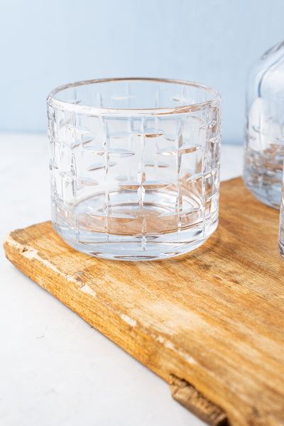 French Guy Degrenne Stackable Crystal Decanter with 2 Glasses