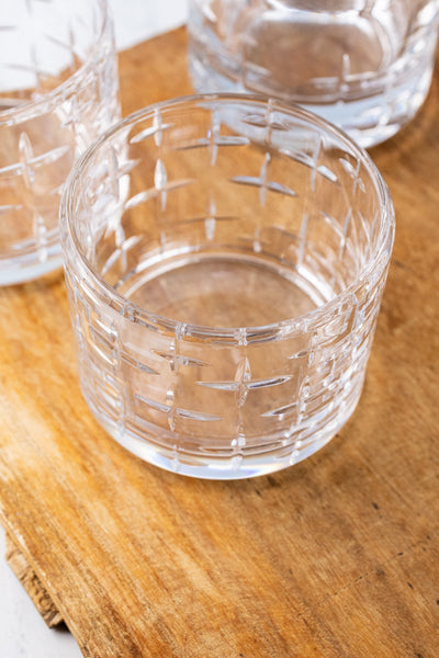 French Guy Degrenne Stackable Crystal Decanter with 2 Glasses
