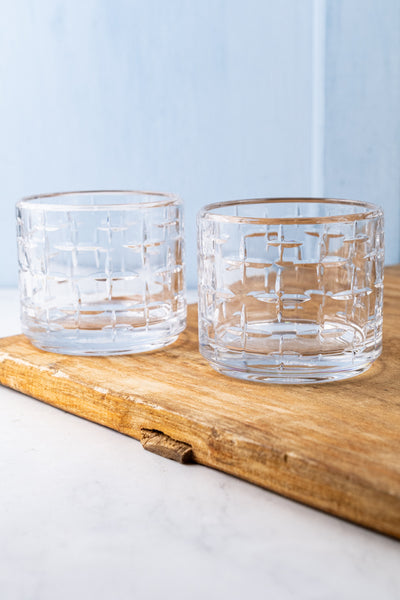 French Guy Degrenne Stackable Crystal Decanter with 2 Glasses
