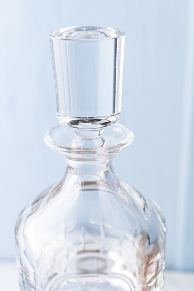 French Guy Degrenne Stackable Crystal Decanter with 2 Glasses