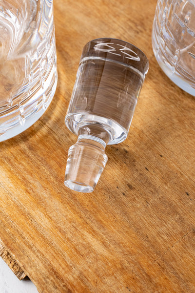 French Guy Degrenne Stackable Crystal Decanter with 2 Glasses