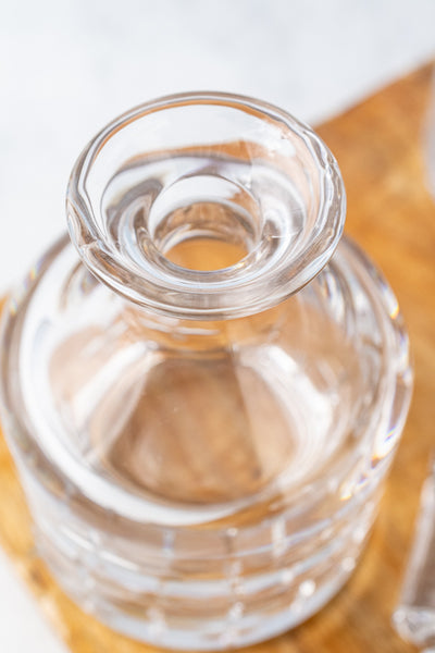 French Guy Degrenne Stackable Crystal Decanter with 2 Glasses