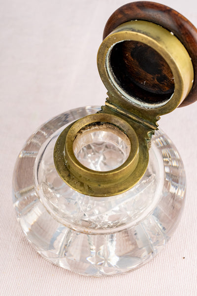 Georgian Burl Wood & Brass Ink Stand