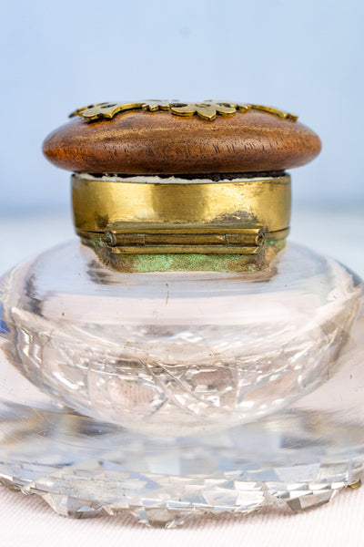 Georgian Burl Wood & Brass Ink Stand