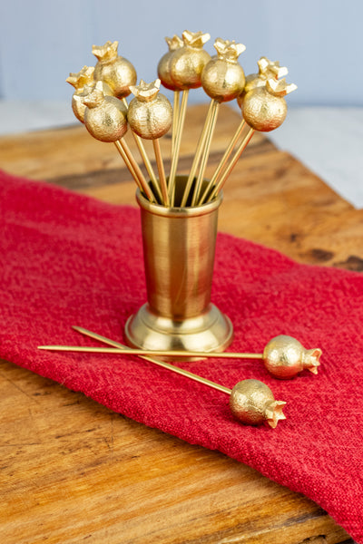 Gilded Pomegranate Cocktail Picks Set