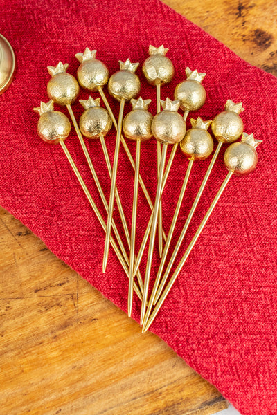 Gilded Pomegranate Cocktail Picks Set