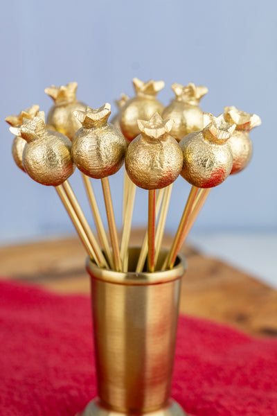Gilded Pomegranate Cocktail Picks Set