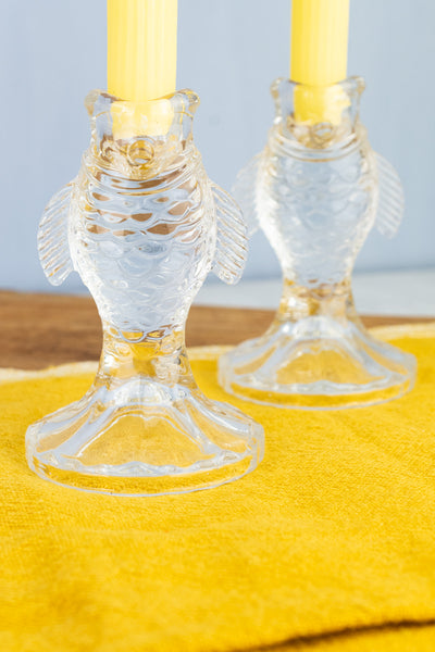 Glass Fish Candlesticks - Set of 2