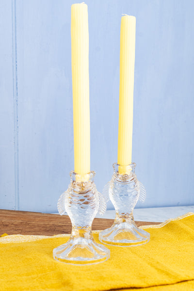 Glass Fish Candlesticks - Set of 2