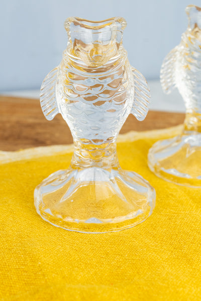 Glass Fish Candlesticks - Set of 2