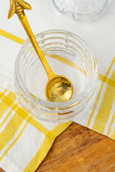 Glass Honey Pot with Golden Bee Spoon
