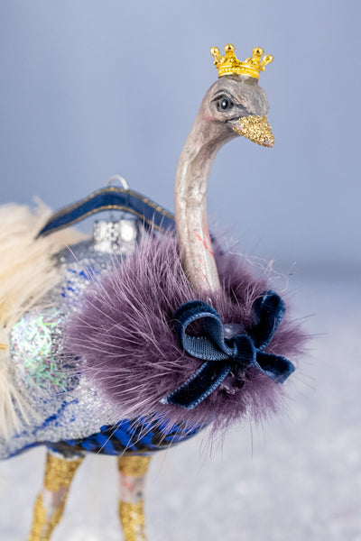 Glass Royal Ostrich Ornament