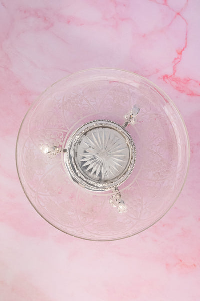 Antique English Glass & Silverplate Grape Stand