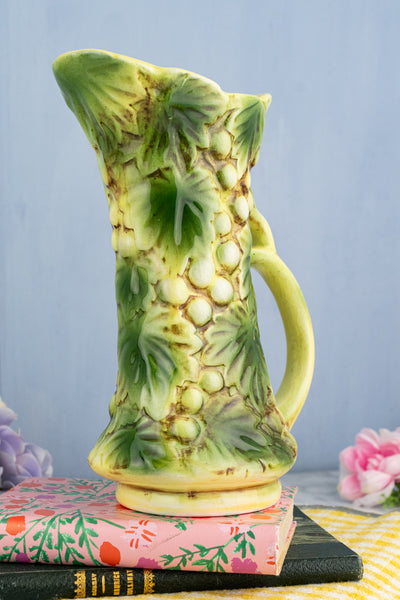 Green Grapes & Leaves Stoneware Pitcher