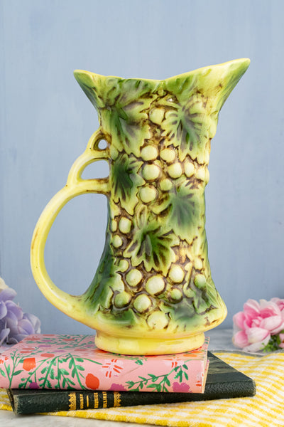 Green Grapes & Leaves Stoneware Pitcher