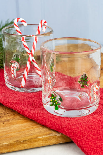 Sweetly Swirled Candy Cane Glass Cocktail Stirrers - Set of 6