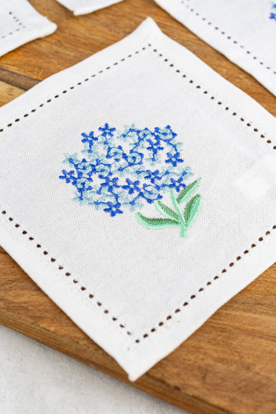 Hydrangea Cocktail Napkins - Set of 6