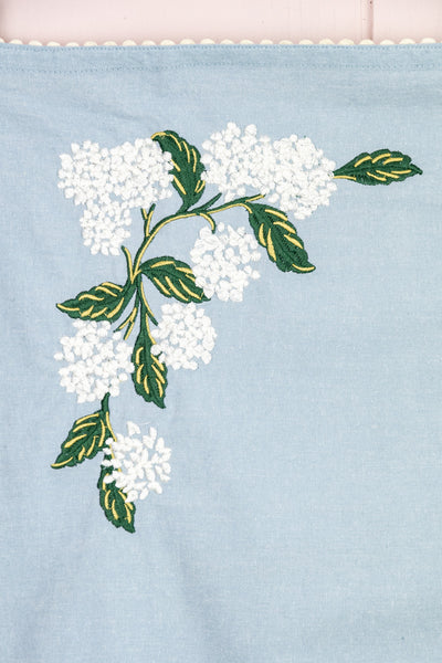 Hydrangea Embroidered Tea Towel